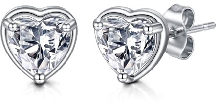 AVYRING Earrings Studs for Women, Heart Earrings Cubic Zirconia Stud Hypoallergenic Earrings Dainty Jewellery for Brides Bridesmaids Wedding