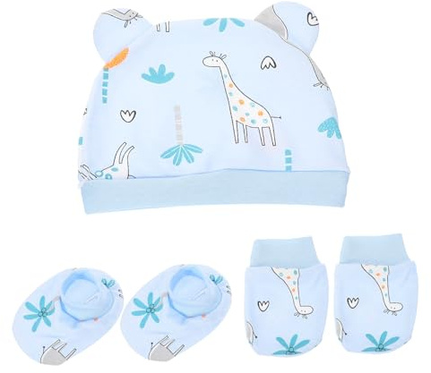 Toyvian Conjunto para Recién Nacidos de Gorro, Manoplas y Calcetines de Algodón Suave y Cálido para Ñiño Niña Diseño Adorable y Cómodo para Uso Diario