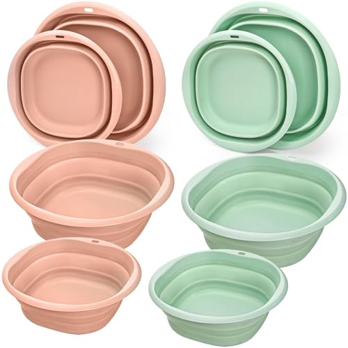 Cedilis Set of 4 Collapsible Wash Basin, 2.5L& 4.5L Foldable Washing Tub, Plastic Bottle Sink Basket, Portable Dish Tub Basin for Laundry, Camping, Trip, Travel