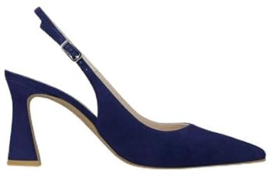 Lodi Zapatos de Salón para Mujer. Diseño Sencillo y Elegante. Destalonados en Ante. Tacón Geométrico de 7.5 cm. Cierre con Hebilla Metálica. Punta Afilada. Escote Redondeado. Serie RISEDIS. Fabricado