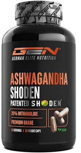 Ashwagandha Shoden® - 35% Withanolide Glykoside - Patentierter Ashwagandha Wurzelextrakt - Hohe Bioverfügbarkeit, hochdosiert, vegan - 60 Kapseln