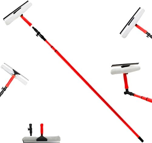3.5M Telescopic Window Cleaner Kit – Extendable Aluminium Pole with Soft Rubber Squeegee & Mop Head – Heavy Duty Window & Glass Cleaning Tool for Home, Conservatory, Outdoor Use