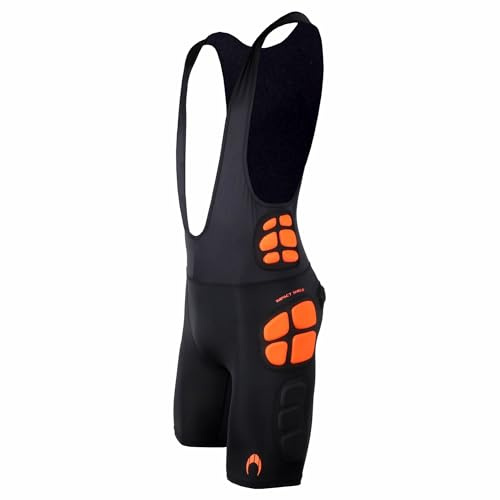 HO Soccer Pantalones Cortos de Portero con Tirantes GK Bib Impact Shield, Unisex Adultos, Negro/Naranja, XL