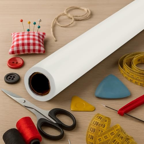 NÄHMIT - Papier à patron sur rouleau en carton (80 cm x 15 m) pour découper facilement le patron de couture ! Papier transparent polyvalent pour la couture, les croquis, le bricolage, etc. (blanc