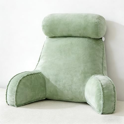 Cuddle Cushion, Reading Pillow with Removable Cover, Plentiful Filling Back Support Cushion for Adults and Kids, Soft Cosy Backrest for Bed, Couch, Ideal for Working, Watching TV, Relaxing - Green
