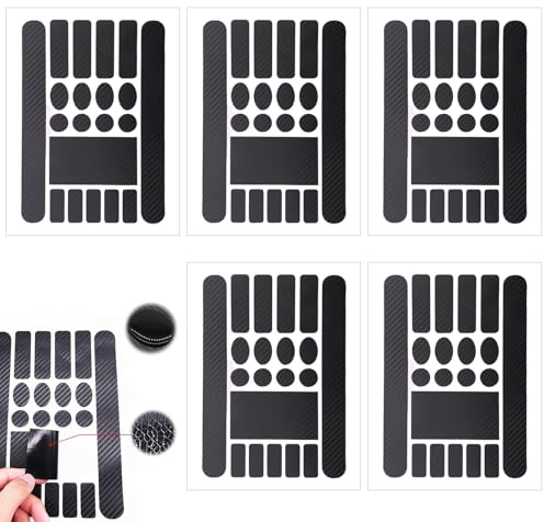5 Pièces Film de Protection Cadre Vélo VTT, Autocollant Protection Anti-Rayures Texture Fibre de Carbone, Kit de Protection Universel pour Cadre de Vélo, Noir