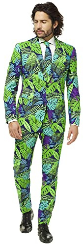 OppoSuits Lustige Verrückt Abschlussball Anzüge für Herren - Komplettes Set: Jackett, Hose und Krawatte,Grün,48