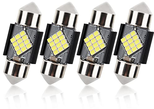 BeiLan 4x 31mm LED Feston 1.22 DE3175 DE3021 DE3022 C5W LED Canbus 2016 12SMD LED Luz Interior de Coche Festón Lámpara Blanco Numero c5w luz de la placa del adorno de la boveda del bulbo de 12V