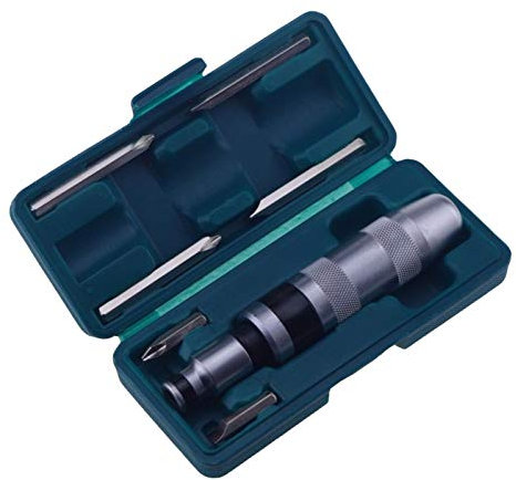 LiMePng 7pcs Multi-purpose Heavy Duty Shock Screw Driver Chisel Bits Tools Socket Kit Impact Screwdriver Set with Case Flat LiMePng