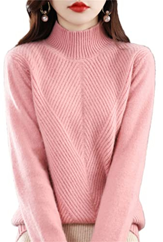 FULBHPRINT 100 % ren kashmirtröja höst vinter dam polokrage pullover dam stickade ulltröjor
