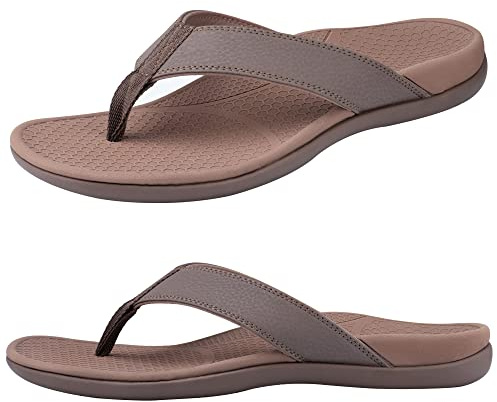 Everhealth Tongs de Marche Homme Sandales Orthopédiques avec Soutien à l'arc pour Réduire le Stress sur les Pieds, les Articulations et le Dos, Tongs pour Plage, Marche Extérieur