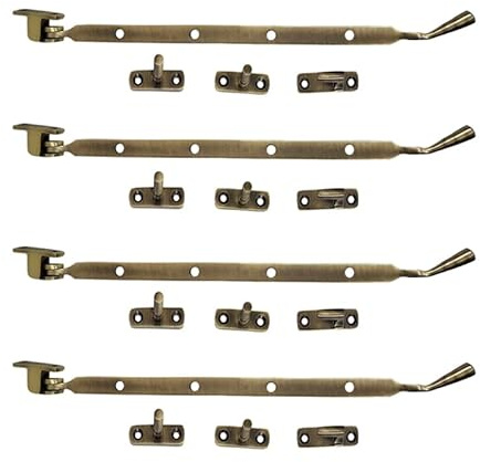 Adonai Hardware 13 Jerahmeel Solid Brass Heavy Duty Window Latch Lock Casement Stay, Easy to Install, Window Hardware Accessories Fittings (Supplied as 4 Pieces per Pack) - Antique Brass