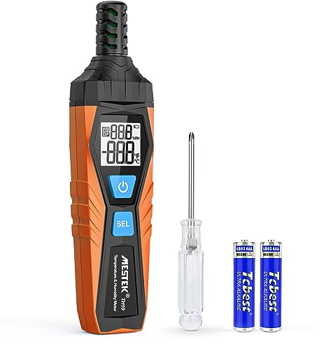 Termometro Igrometro MESTEK Digitale Mini Misuratore di Temperatura e Umidità con Igrometro di Temperatura Ambiente, Punto di Rugiada e Bulbo Umido Temp per Industria Agricoltura Meteorologia