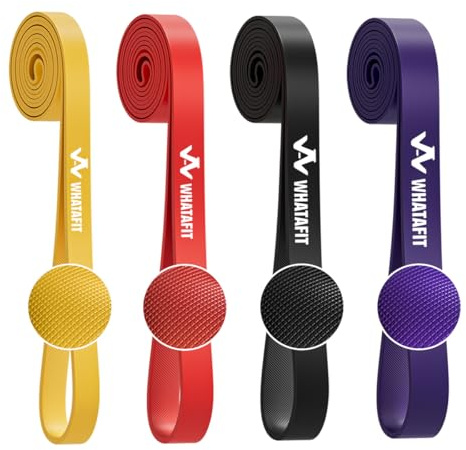 WHATAFIT Resistance Bands,Pull Up Assist Bands Set with Handles, Exercise & Workout Bands with Door Anchor for Men & Women – Home Fitness Equipment for Strength Training, Stretching