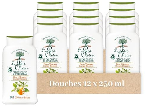 LE PETIT OLIVIER - Crème Douche Extra Douce & Hydratante (lot de 12x250ml) - Fleur d'Oranger - PH Neutre Pour La Peau - Sans Savon, Sans Colorant - Fabriqué En France - 500 ml
