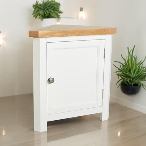 GROF Furniture Eckschrank, lackiert, klein, dreieckig, Aufbewahrungsschrank für Wohnzimmer, Bad und Flur, montierte Eichenmöbel