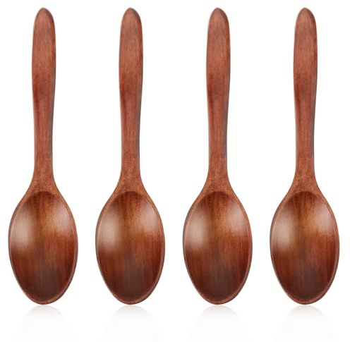 InnoHHustle 4 cucharas de miel de madera, 5.7 pulgadas, rústicas, madera
