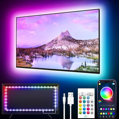 GIPOYENT Tv Led Backlight, Tiras De Luces Led Sincronizadas Con La MúSica Para Televisores De 56 A 80 Pulgadas, Con FuncióN Bluetooth, Adecuado Para La DecoracióN De Interiores(5 metros)