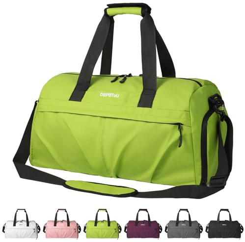 DBPBToU Bolsa Deporte Mujer Hombre Material Rígido con Compartimento para Zapatos de ventilación, Bolsa Fitness con Compartimento para Ropa Mojada, Bolsa de Viaje Mujer (Verde)