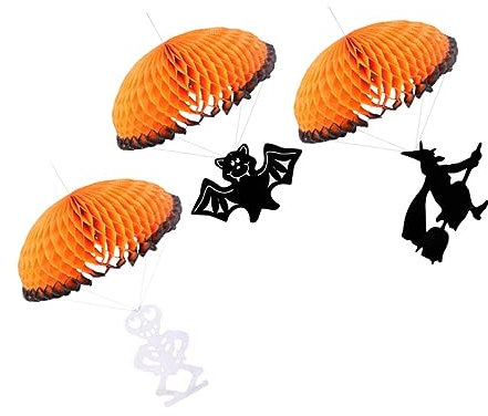 DOITOOL Unique Halloween Decor Pumpkin Bat Skull Honeycomb Paper Lanterns Garden Decor