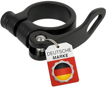 Liebdorf® Fahrrad Sattelklemme mit Schnellspanner - 31,8 und 34,9 Sattelstutzklemme aus Aluminium - Schwarz/Silber (Schwarz, 31.8mm)