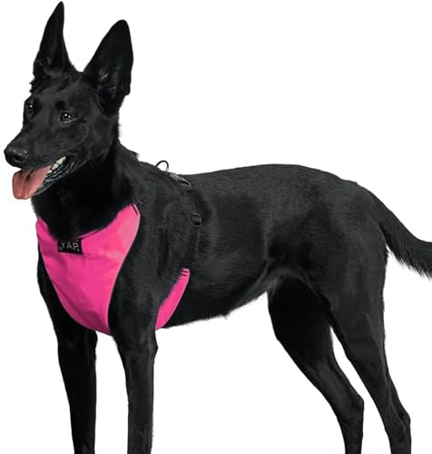 YAP Techno® Anti Pull Dog Harness, 4-Way Adjustable, Temperature Controlled Dog Vests for Large Dogs, Chokefree Dog Harness with Easy Control Handle for All Breeds; 45-90 lbs (Ultra Pink, Large)
