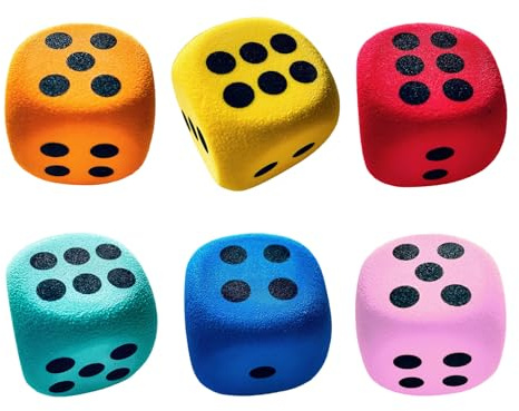Dés Colorés,Lot de 6 Dés Géants en Mousse de 4 cm | Jouet Sécuritaire Bords Arrondis Dès 3 Ans - Outil Pédagogique pour Maison Camping École Voyage