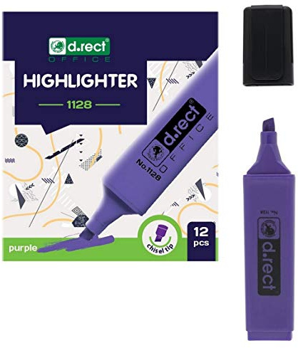 D.RECT 1128 - Evidenziatore con punta obliqua, 12 pezzi, colore: Viola
