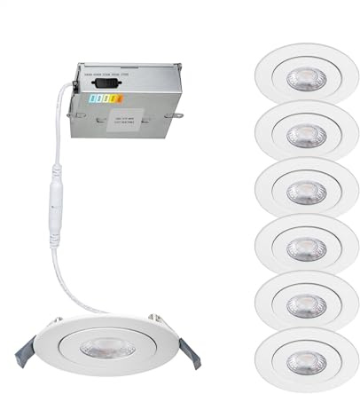 WAC Lighting Lotos 4in LED Round Adjustable Recessed Light 5-CCT Selectable 9W 700 Lumens IC-Rated Airtight 120V-277V Universal in White (Pack of 6)