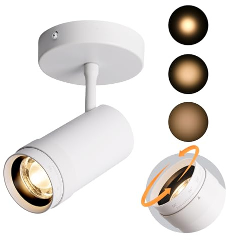 Aisilan LED Zoomable Ceiling Spotlight, Indoor Dimmable Accent Light for Pictures, 7W Hardwired Surface Mount Swivel Adjustable 10-55° Beam, High CRI 97, for Living Room Gallery Hallway Bedroom, White