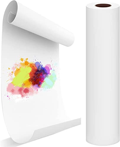 Zeichenpapier Rolle, 44cm x 40m Papierrolle, 70g/m² Skizzenpapier Skizzenrolle, Malpapier für Erwachsene Kinder Staffeleipapier Wandkunst Skizzieren Basteln Zeichnen Geschenkpapier,Weiße