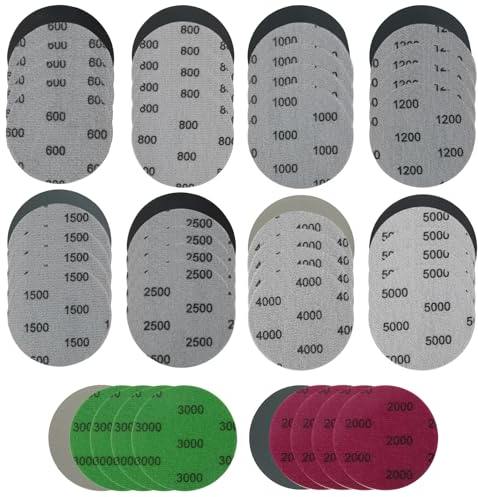 Wonvify Lijas 75mm - 50 Piezas, Grano 600-5000 para Madera, Metal y Pulir Faros de Coche