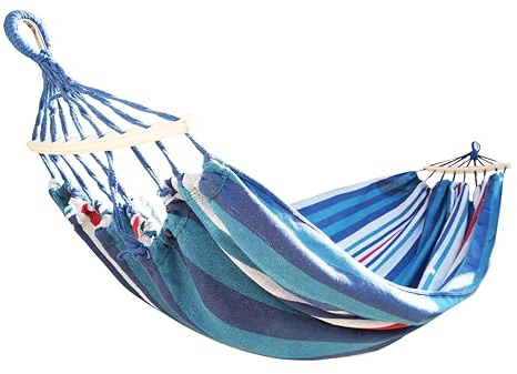 ADLER EUROPE Hamac Suspendu à 2 Places, Hamac Exterieur en Coton 200x150 cm, Charge Max. 200 kg, Toile de hamac Durable et résistante à l'abrasion avec Une densité de 300 g/m², Cordes Robustes.