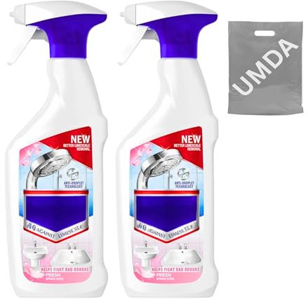 UMDA Détartrant pour salle de bain, spray détartrant pour toilettes, rose fraîche, (500 ml x 2) Aide à lutter contre les mauvaises odeurs