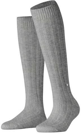 Burlington Soft Rib W Kh lana alpaca lisos 1 par, Calcetines largos Mujer, Gris Light Heather 3223, 39-42