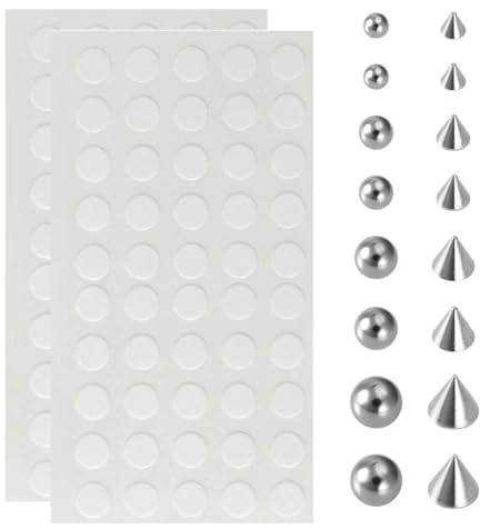 COYUN 1 Set Piercing Per Labbra, Finte Piercing Per Naso, Adesivi, Piercing Per Sopracciglia, Punk, Finte Labbra, Borchie In Argento, Non Penetranti Da Incollare Sull'Adesivo Dell'Ombelico, 3mm-6mm