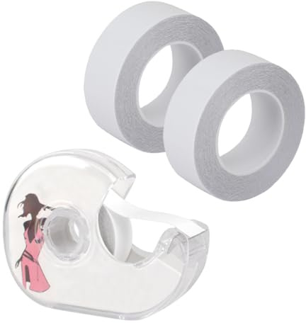AEIOPRS 2 Rollos Cinta Doble Cara para Ropa con Dispensador Tape Adhesiva Transparente para Cuerpo y Lencería Tiras Adhesivas para Vestido y Sujetador