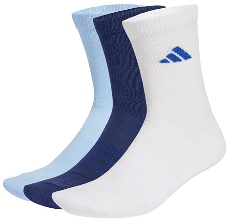 adidas Mixte CUSHIONED SPORTSWEAR CREW SOCKS 3 PAIR PACK, dark blue/white/glow blue, 34-36