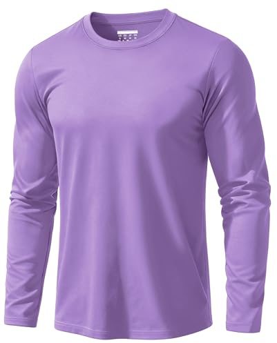 EKLENTSON Men's Crewneck T Shirts Long Sleeve Casual T-Shirts Cotton Basic Plain Moisture Wicking Work Shirts Purple,M