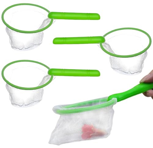 3 Pcs Fish Mesh Net Portable Paddling Pool Game Pool Diving Toys Fishing Water Bug net Fly Fishing Net for Children