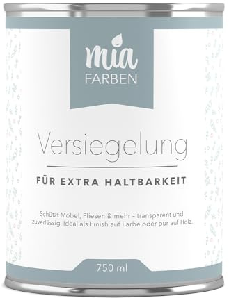 miafarben Versiegelung – Klarlack für Kreidefarbe & Möbellack – transparent, wasserbasiert, für Holz, Möbel, Parkett & Treppen Innen (matt, 750ml)