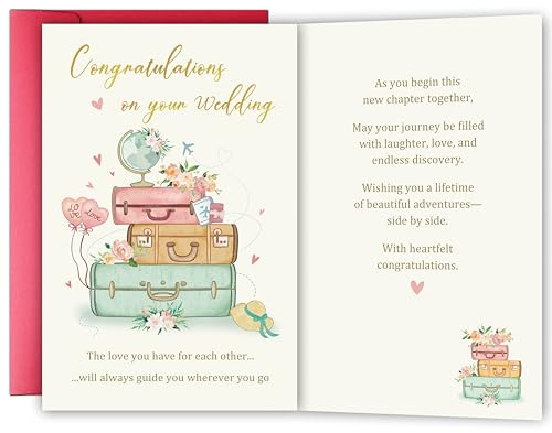 YIWANSIN Funny Wedding Card for Couple, Romantic Congratulations Card for Bride Groom, Engagement or Bridal Shower Gift, Love and Marriage Greeting