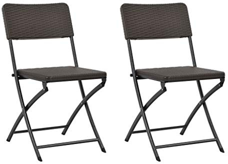 Drainlyn Fällbara trädgårdsstolar, 2 st. brun med HDPE och stål, väderbeständig balkongstol och terrassstol, utrymmesbesparande, robust, lämplig för utomhusbruk, perfekt för avkoppling och camping