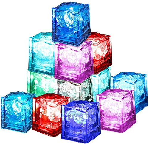 XLKJ Luminous ice, 12 piezas multicolor cubo hielo LED Ice Cube para bar, boda ect