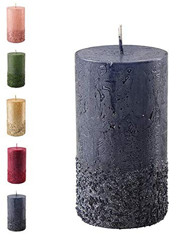 Vackra och moderna adventsljus – 2 stycken – rustik yta – ljus/blockljus – jul/julkrans/adventkrans (svart, höjd: 8 cm)