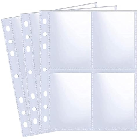 80 confezioni 640 tasche, raccoglitore con 6 anelli A5, maniche per carte da trading da 6,35x8,89 cm, proteggi pagine a 4 tasche su due lati, fogli ultra trasparenti per foto Kpop, pagine con maniche