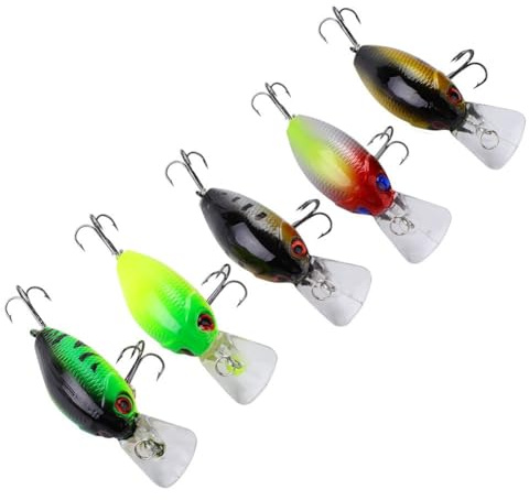 Agatige Juego de señuelos de Pesca, 5PCS Mini Crankbait con anzuelos Kit de cebos para pececillos Juego de señuelos Agua Salada Trucha de Agua Dulce Pesca de lubina(#1)