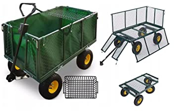 Ekspand BDW Grand chariot de jardin multifonction avec remorque jusqu'à 500 kg - Charge maximale : chariot de transport - Vert, taille unique