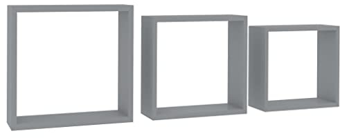 vidaXL Würfelregale 3 Stk. Grau MDF