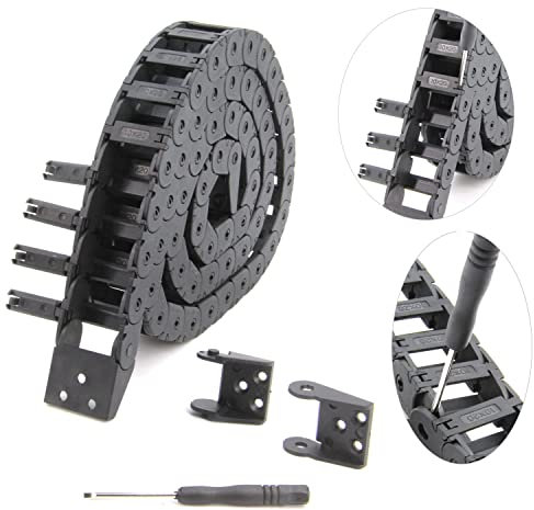 Yeebyee Cable de cadena de arrastre de 1metro y 39.4pulgadas, cable de cadena R18 de tipo abierto de 10x20mm, cable para impresora 3D y máquinas CNC, viene con un par de conectores finales